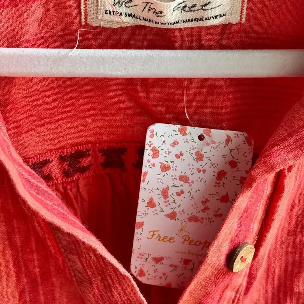 Free People Summer Breeze Stripe Top Coral Combo NWT